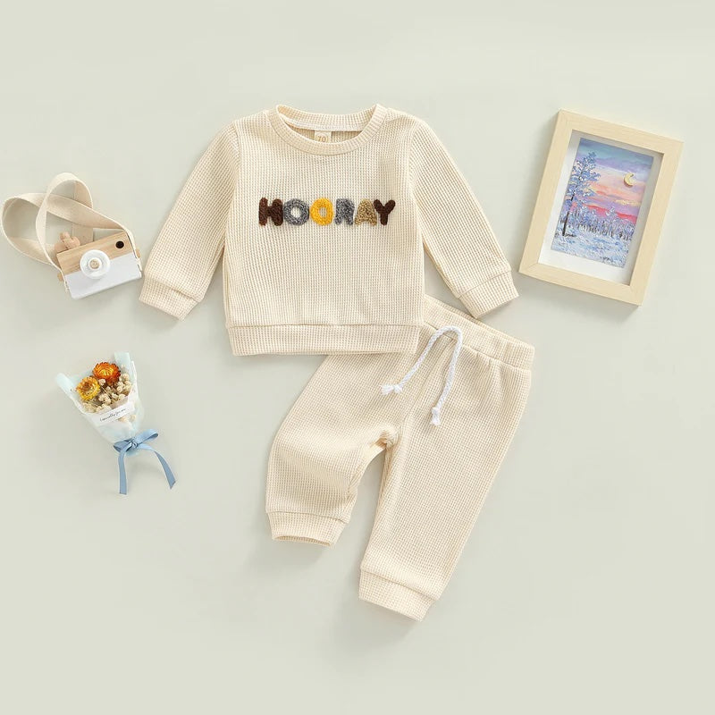HOORAY Ribbed Baby Sweatsuit Set