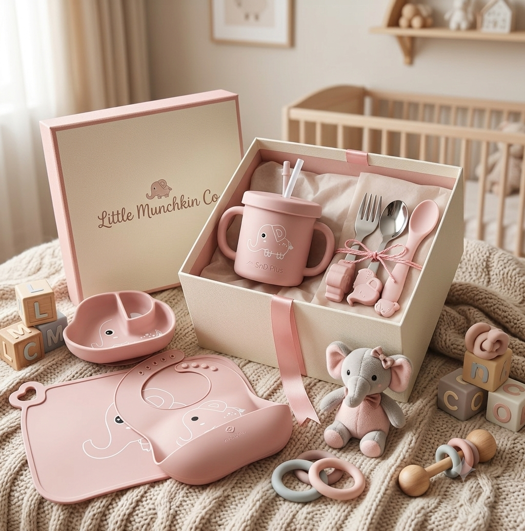 Elephant Silicone Baby Feeding Set 8 Piece