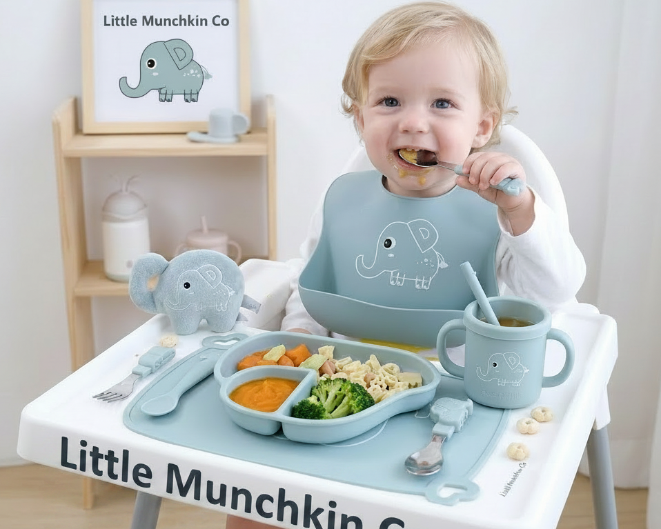 Elephant Silicone Baby Feeding Set 8 Piece