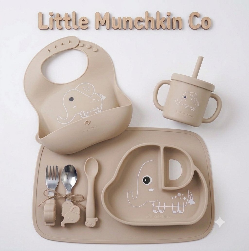 Elephant Silicone Baby Feeding Set 8 Piece