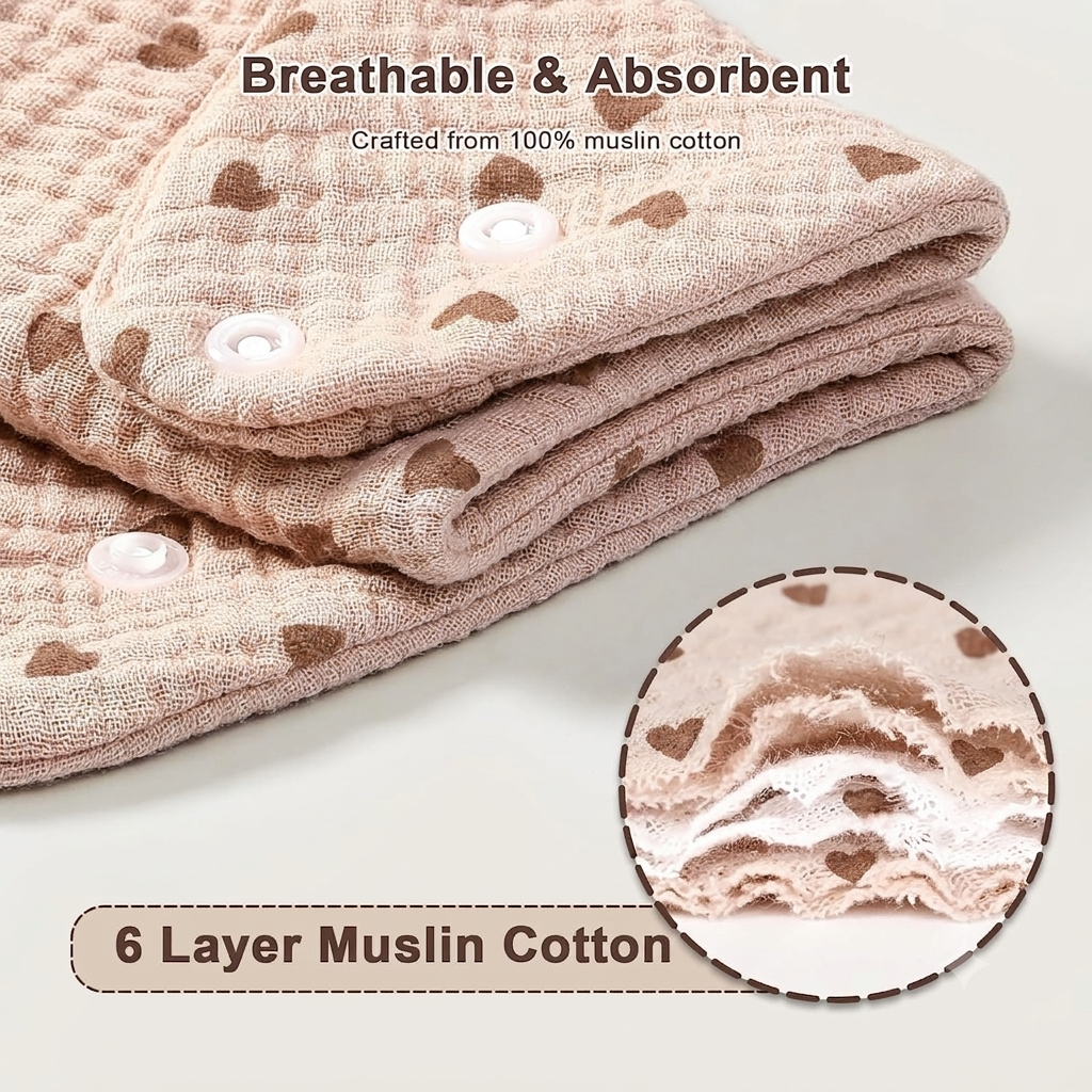 Cute Pattern Muslin Cotton Baby Bibs 5 Pack