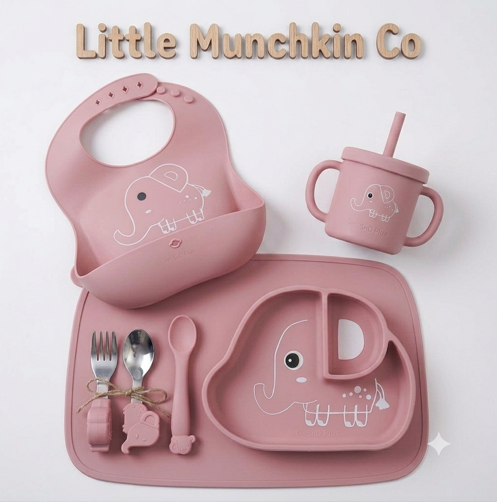 Elephant Silicone Baby Feeding Set 8 Piece