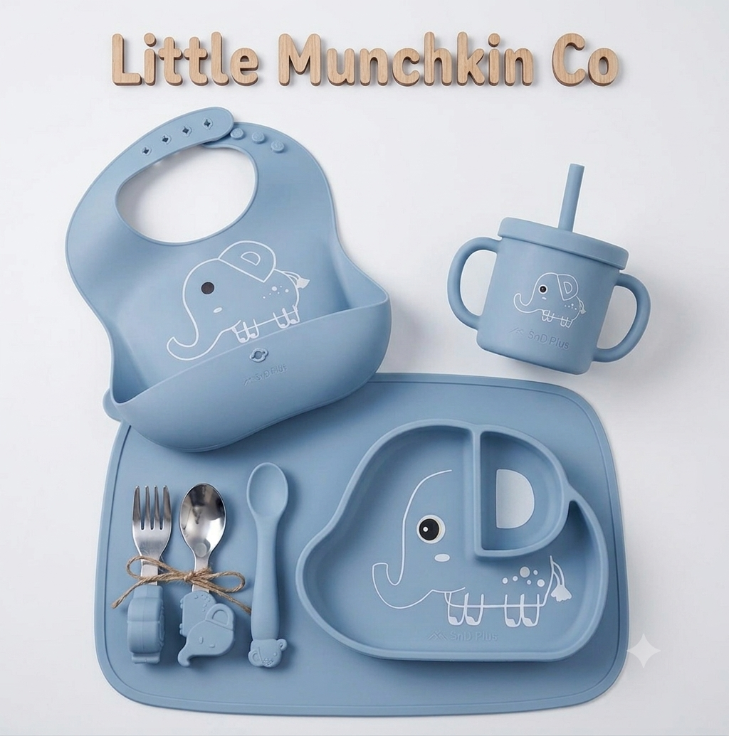 Elephant Silicone Baby Feeding Set 8 Piece