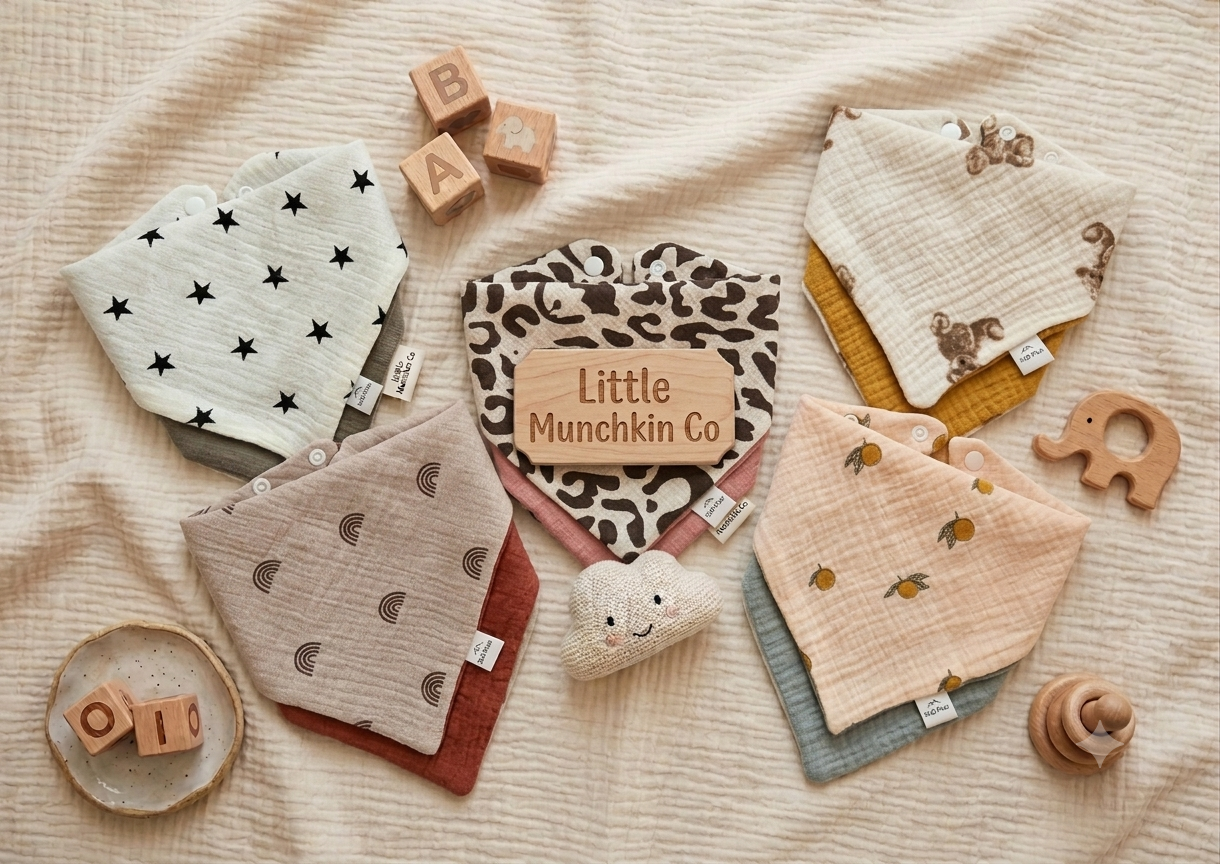 2 Layers Muslin Cotton Baby Bibs 5 Pack