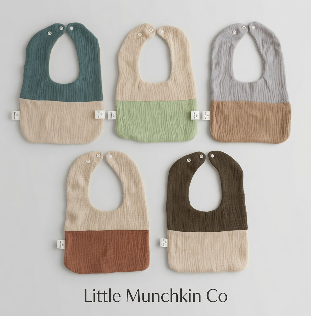 Muslin Cotton Round Baby Bibs 5 Pack