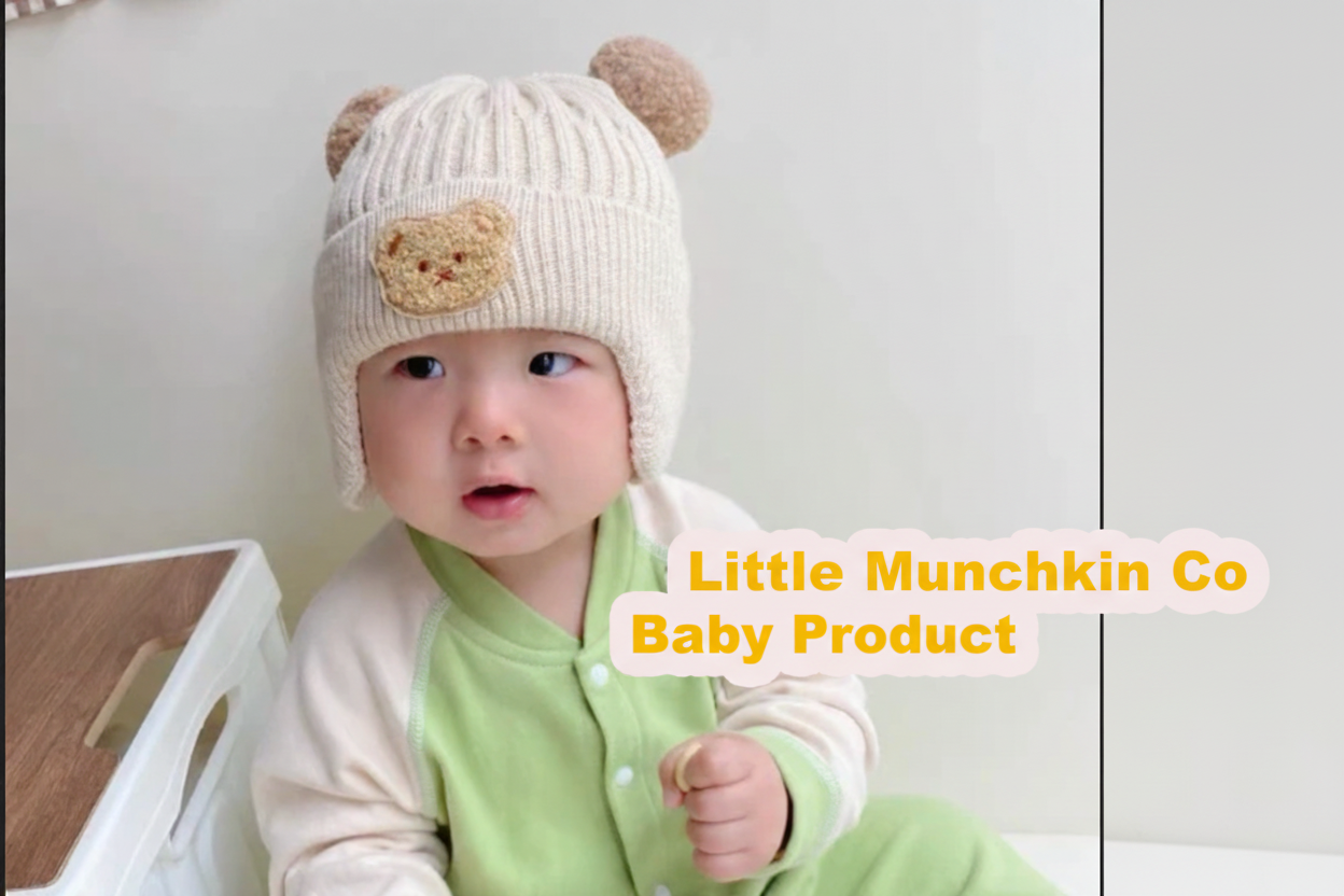 Baby Bear Knit Beanie with Pom-Poms & Ear Flaps