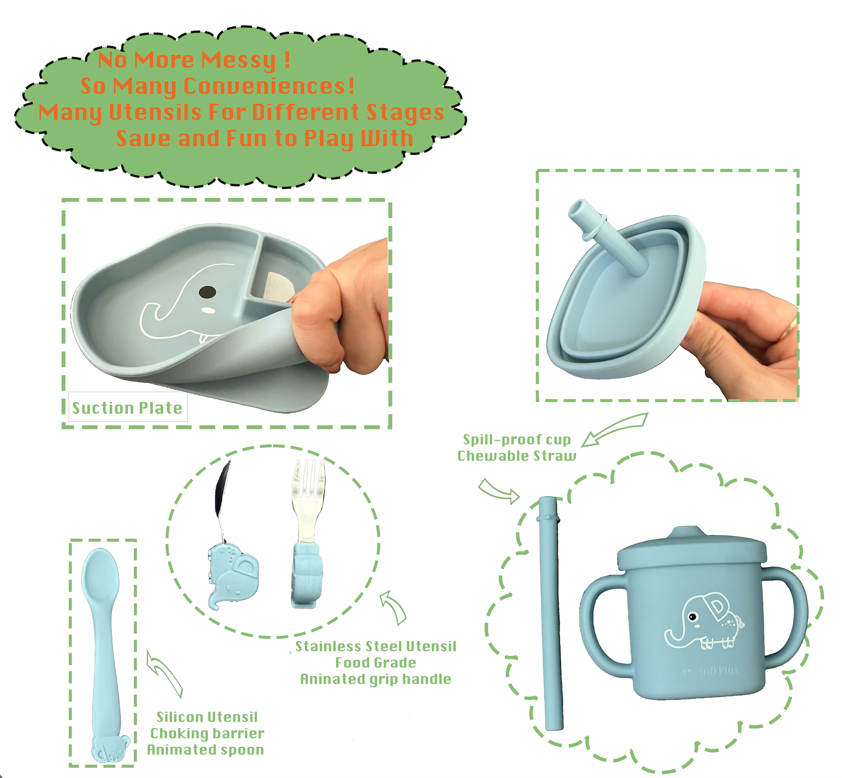 Lion Silicone Baby Feeding Set 8 Piece