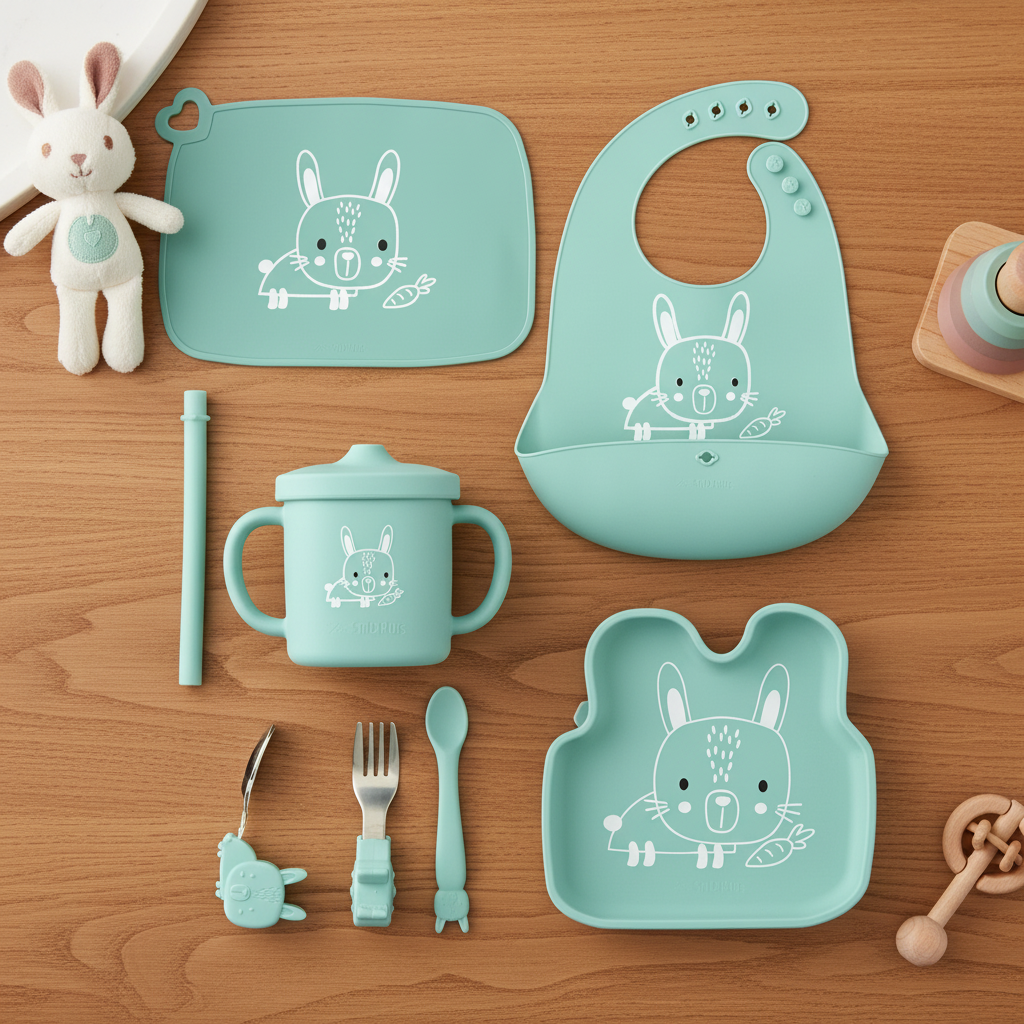 Bunny Silicone Baby Feeding Set 8-Piece