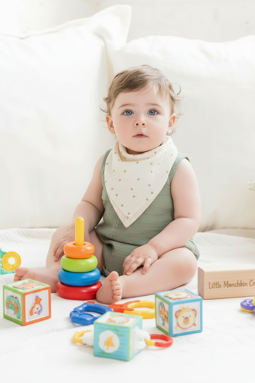 Cute Pattern Muslin Cotton Baby Bibs 5 Pack