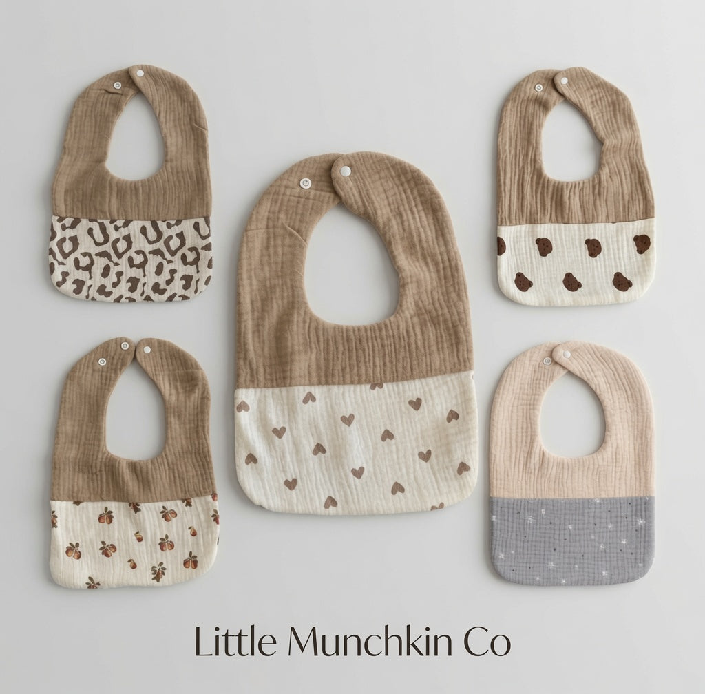 Muslin Cotton Round Baby Bibs 5 Pack