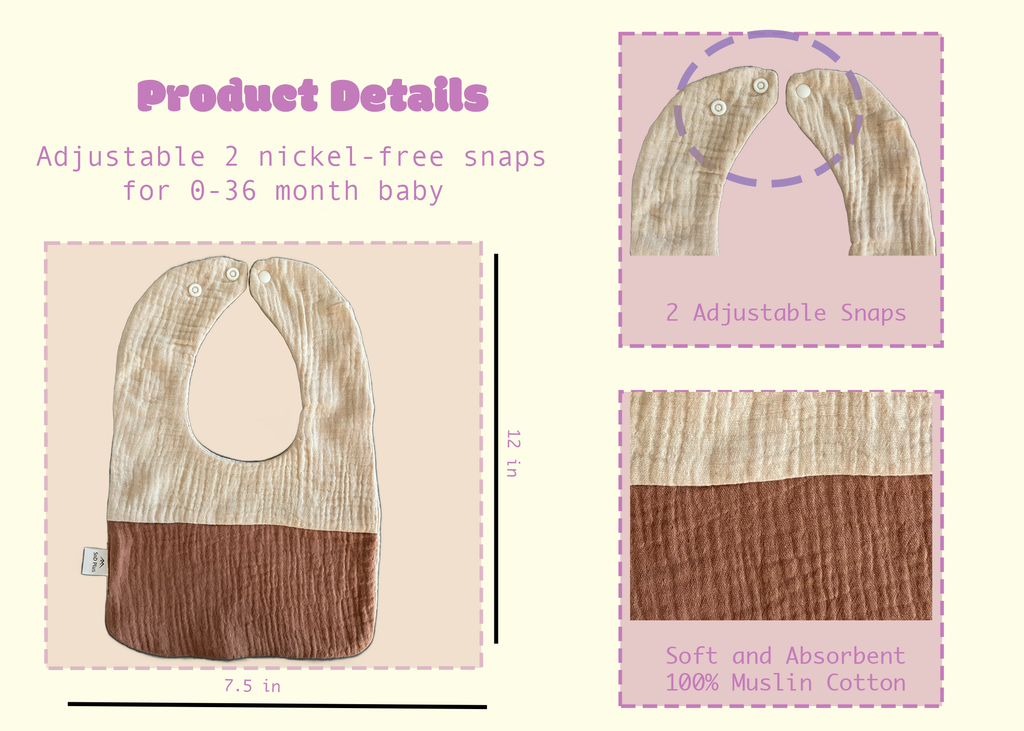 Muslin Cotton Round Baby Bibs 5 Pack